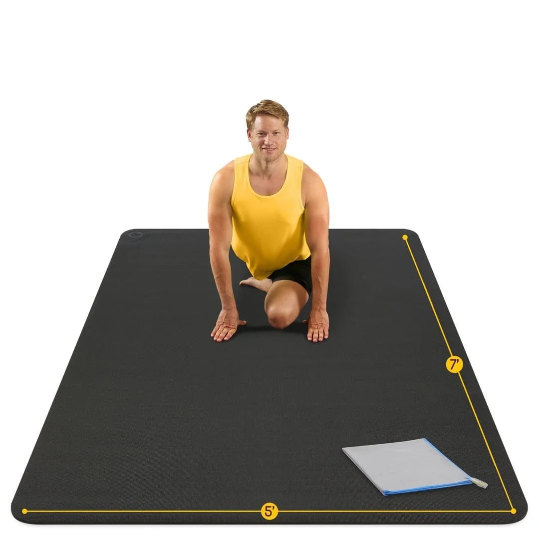 Large Yoga Mats for Acroyoga and Home Gym - from JK - sports | Black 7' X 5'