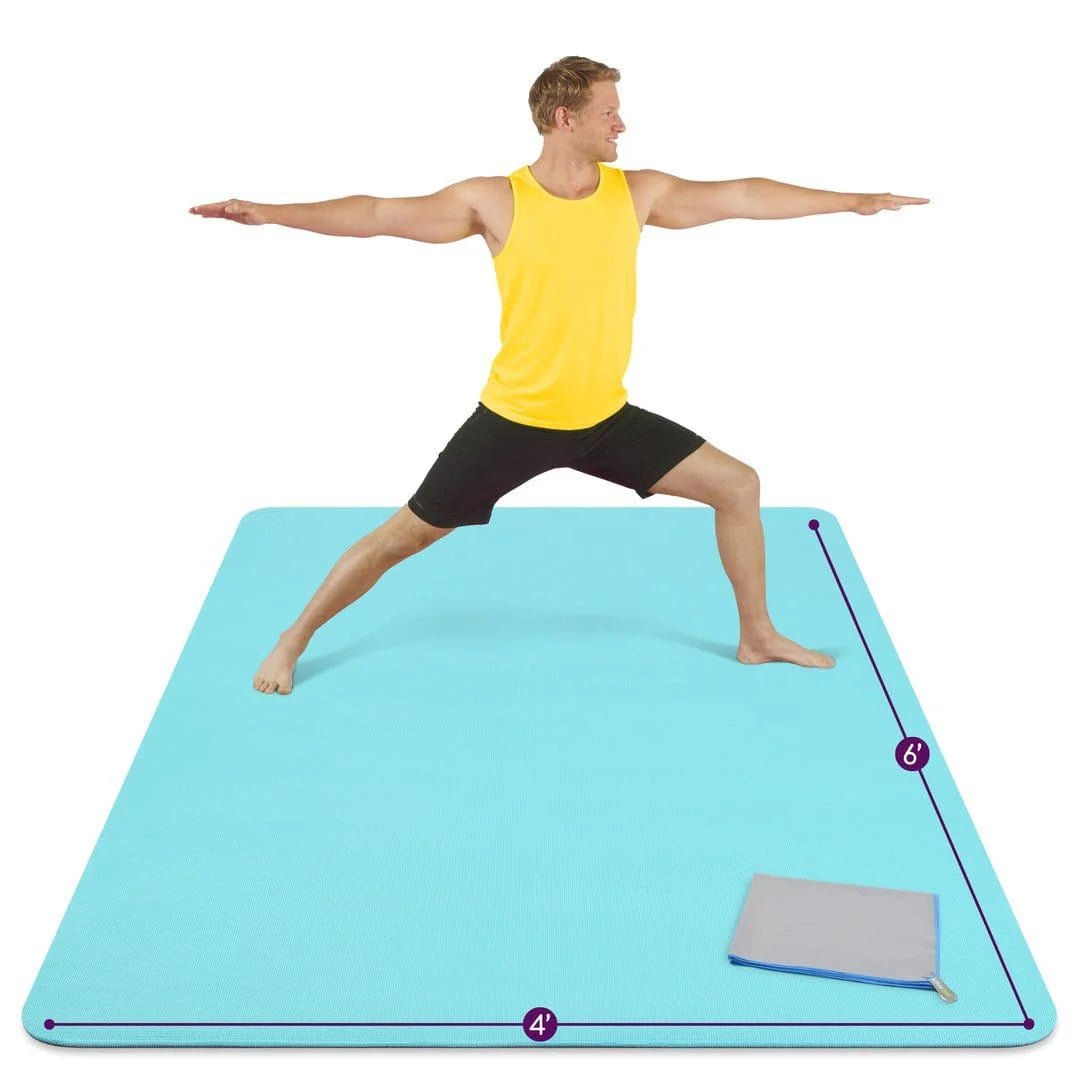Large Yoga Mats for Acroyoga and Home Gym - from JK - sports | Light Blue 6' X 4'