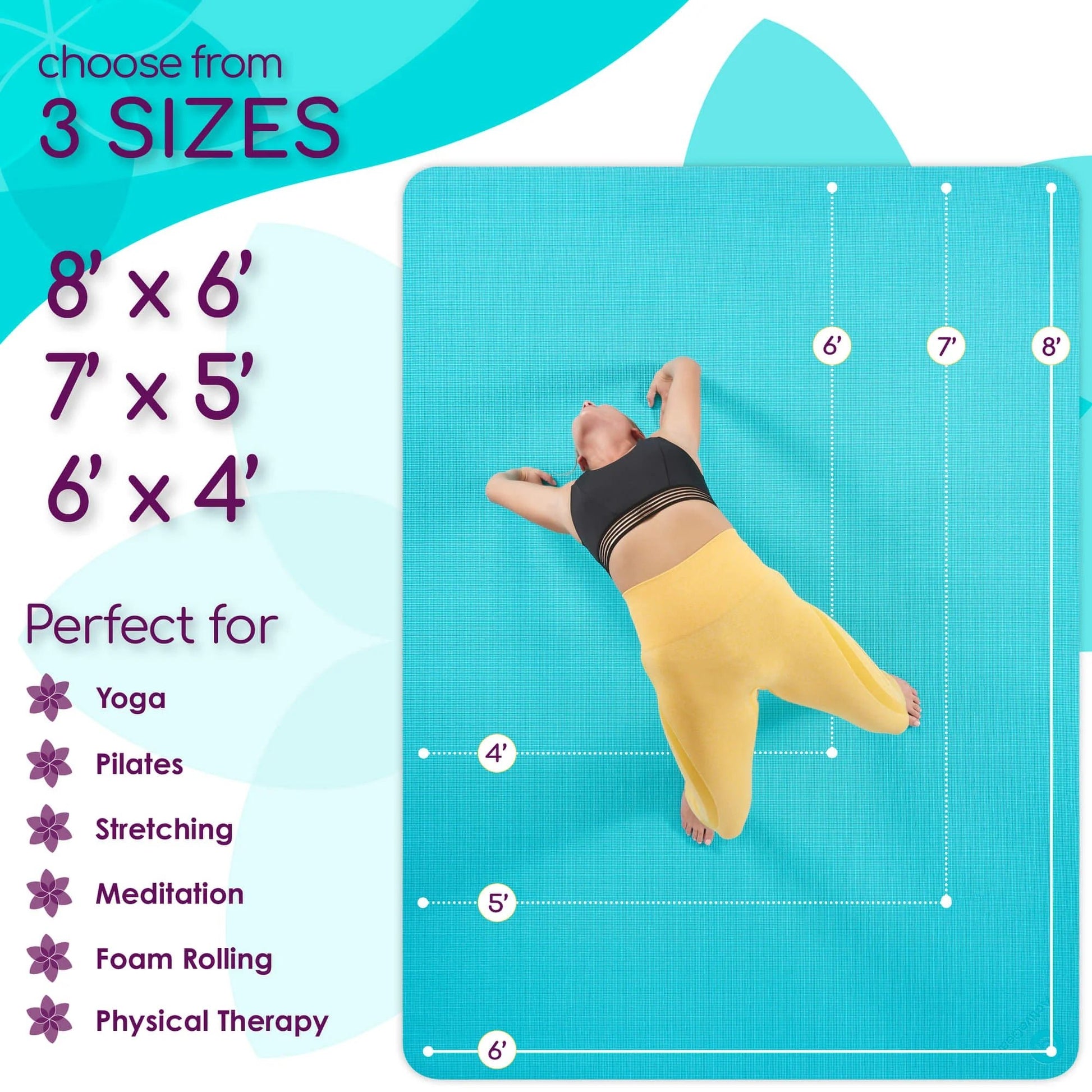 Large Yoga Mats for Acroyoga and Home Gym - from JK - sports | Light Blue 6' X 4'