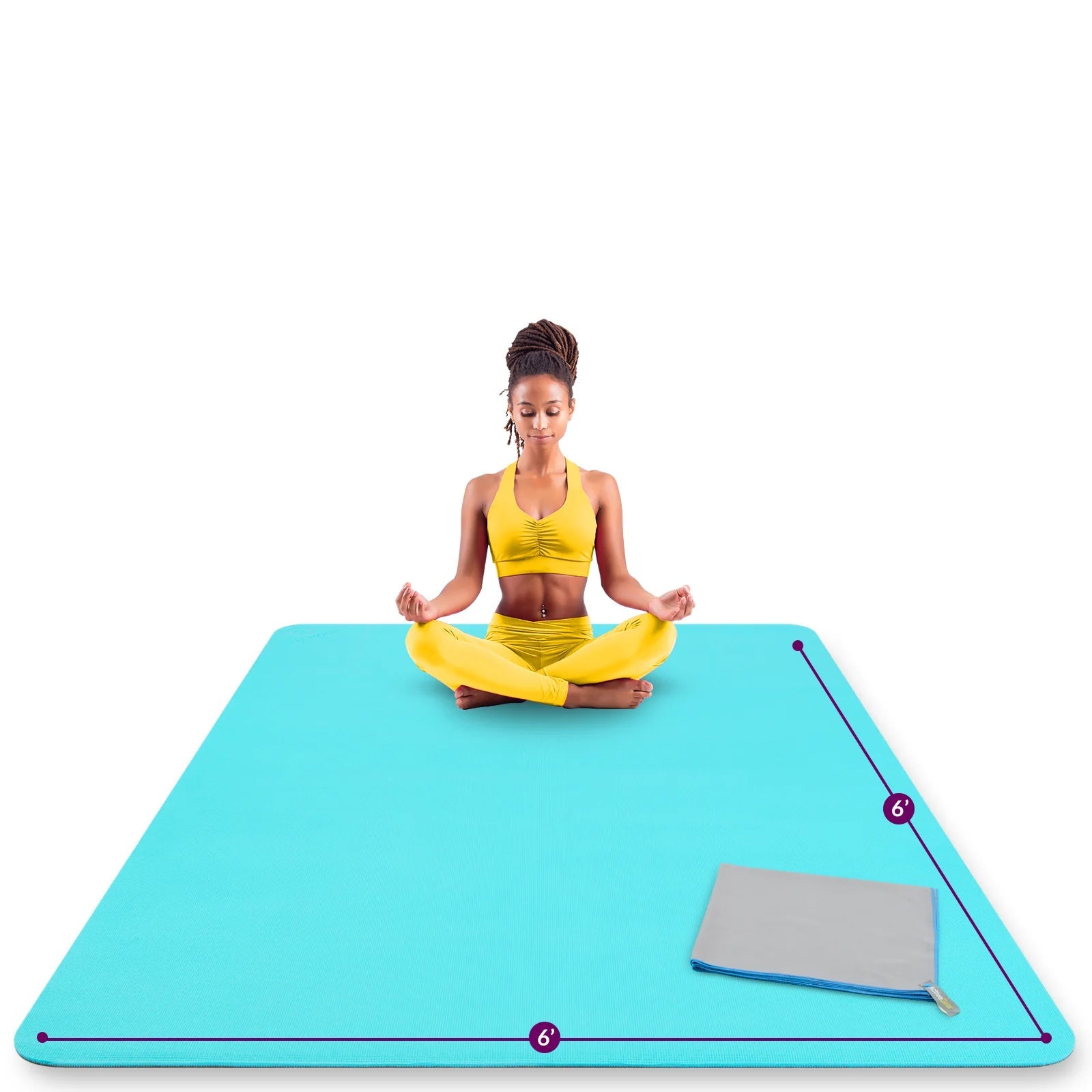 Large Yoga Mats for Acroyoga and Home Gym - from JK - sports | Light Blue 6' X 6'