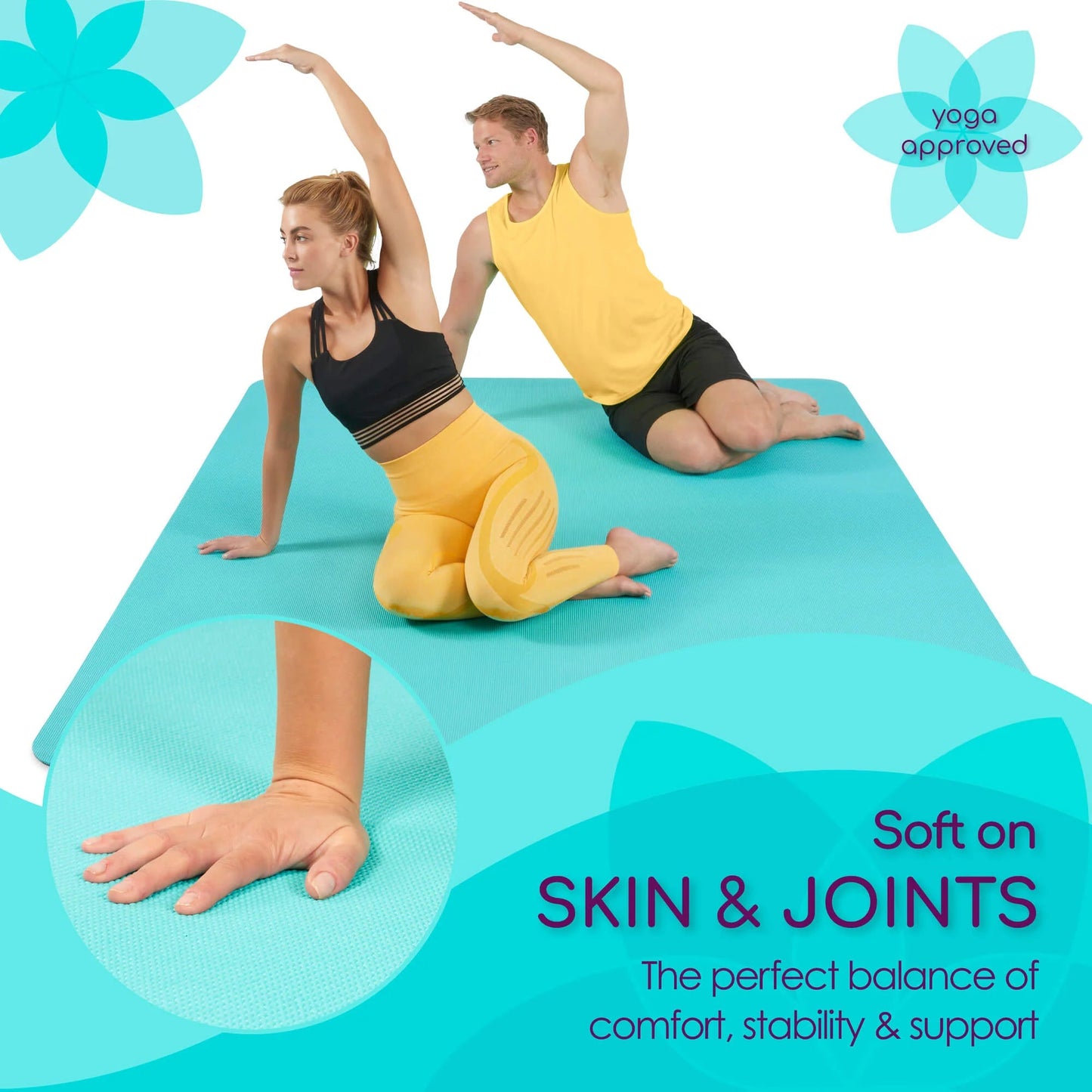 Large Yoga Mats for Acroyoga and Home Gym - from JK - sports | Light Blue 7' X 5'