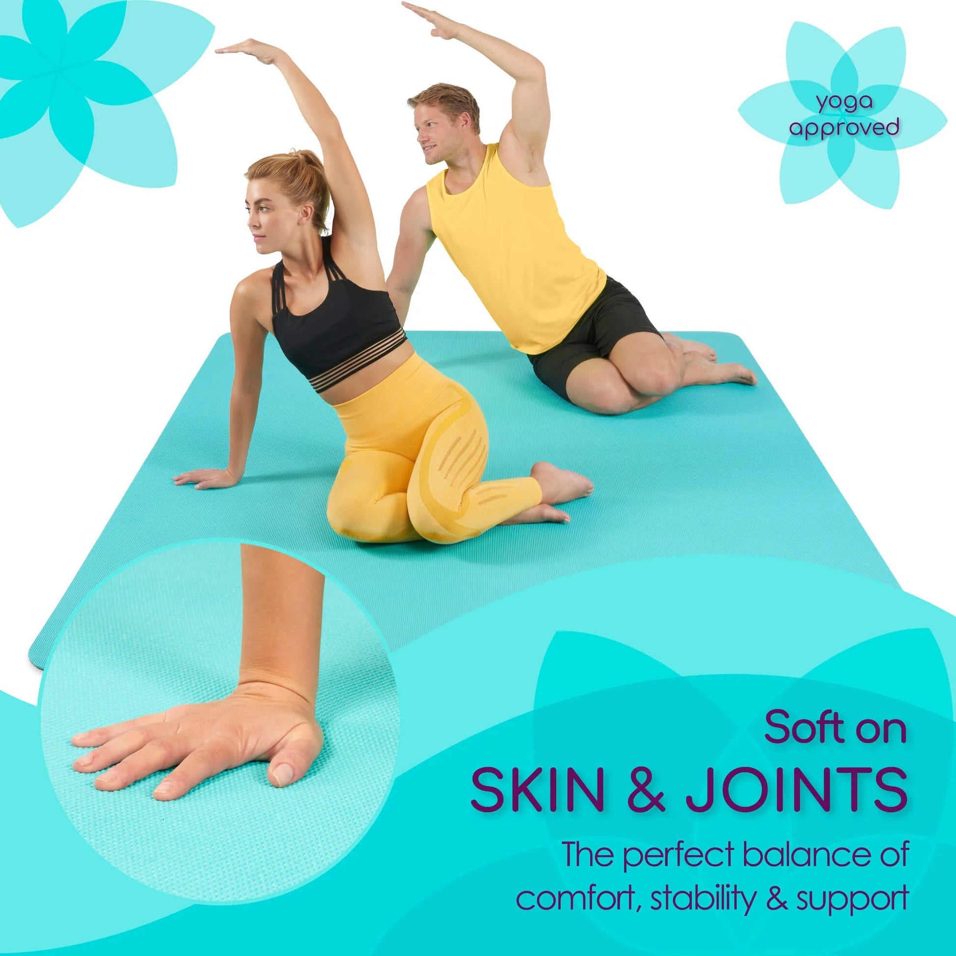 Large Yoga Mats for Acroyoga and Home Gym - from JK - sports | Light Blue 7' X 5'