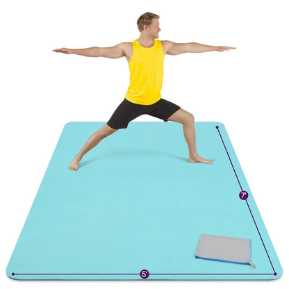 Large Yoga Mats for Acroyoga and Home Gym - from JK - sports | Light Blue 7' X 5'
