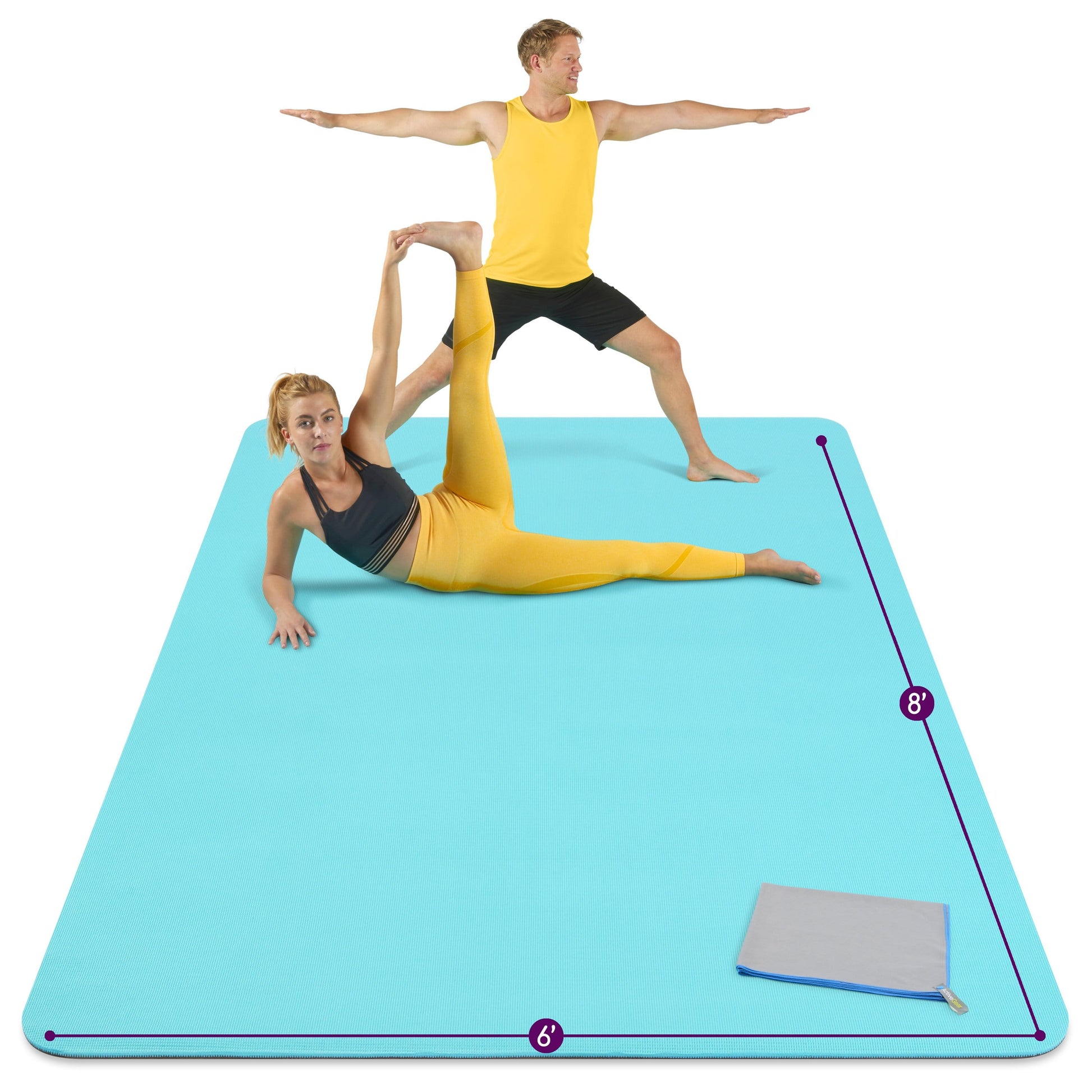 Large Yoga Mats for Acroyoga and Home Gym - from JK - sports | Light Blue 8' X 6'