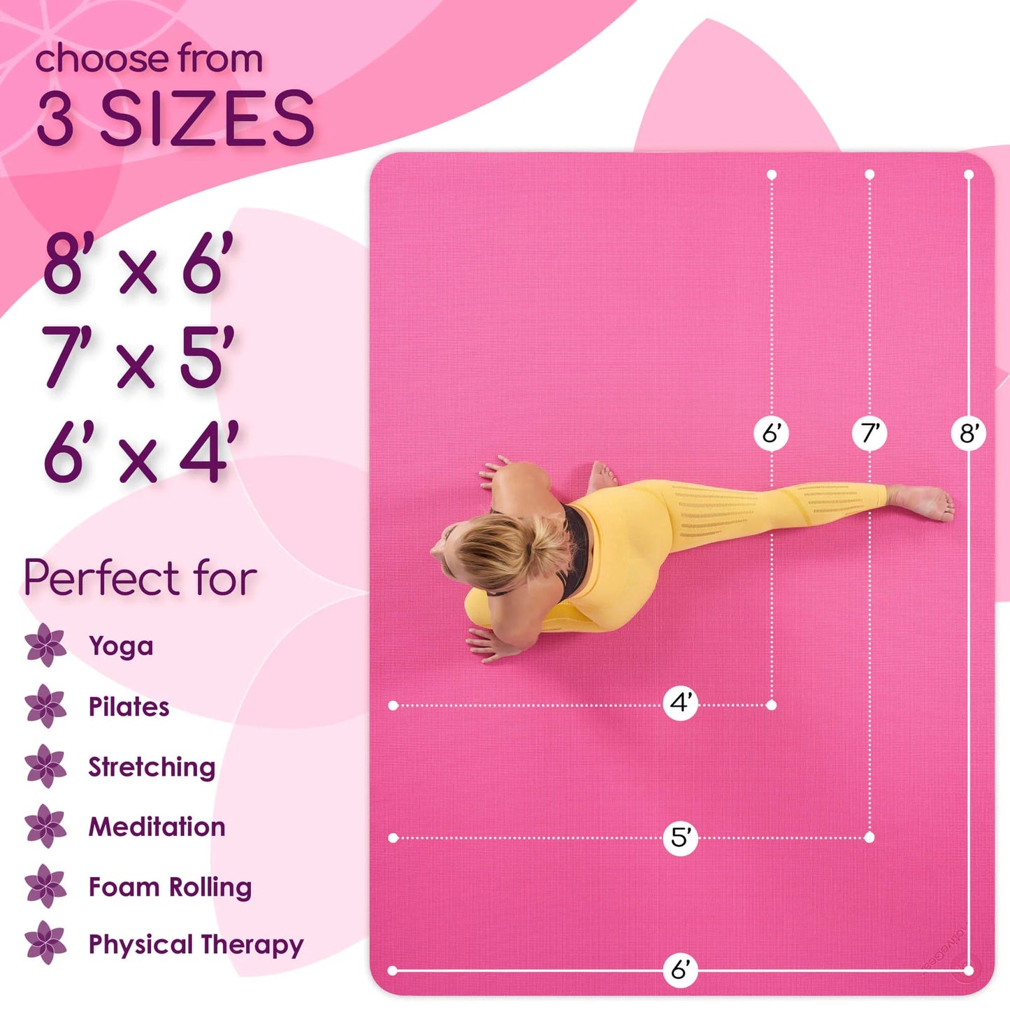 Large Yoga Mats for Acroyoga and Home Gym - from JK - sports | Pink 6' X 4'