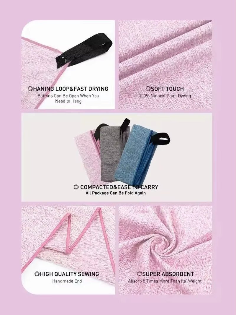 Microfiber Quick Dry Gym Towel Silver Ion Odor Free Fast Drying Workout Towel Absorbent Sweat Wicking for Men Women Fitness Yoga - from JK - sports | 50X100Cm Grey