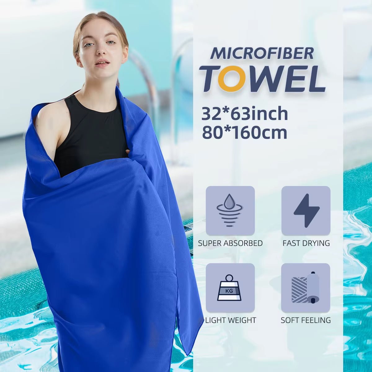 Microfiber Towel Quick Dry Towel Travel Towel Sports Towel Beach Towel Sandproof Soft Light Towel for Swim, Yoga, Gym - from JK - sports | Dark Blue Opp 40X80Cm