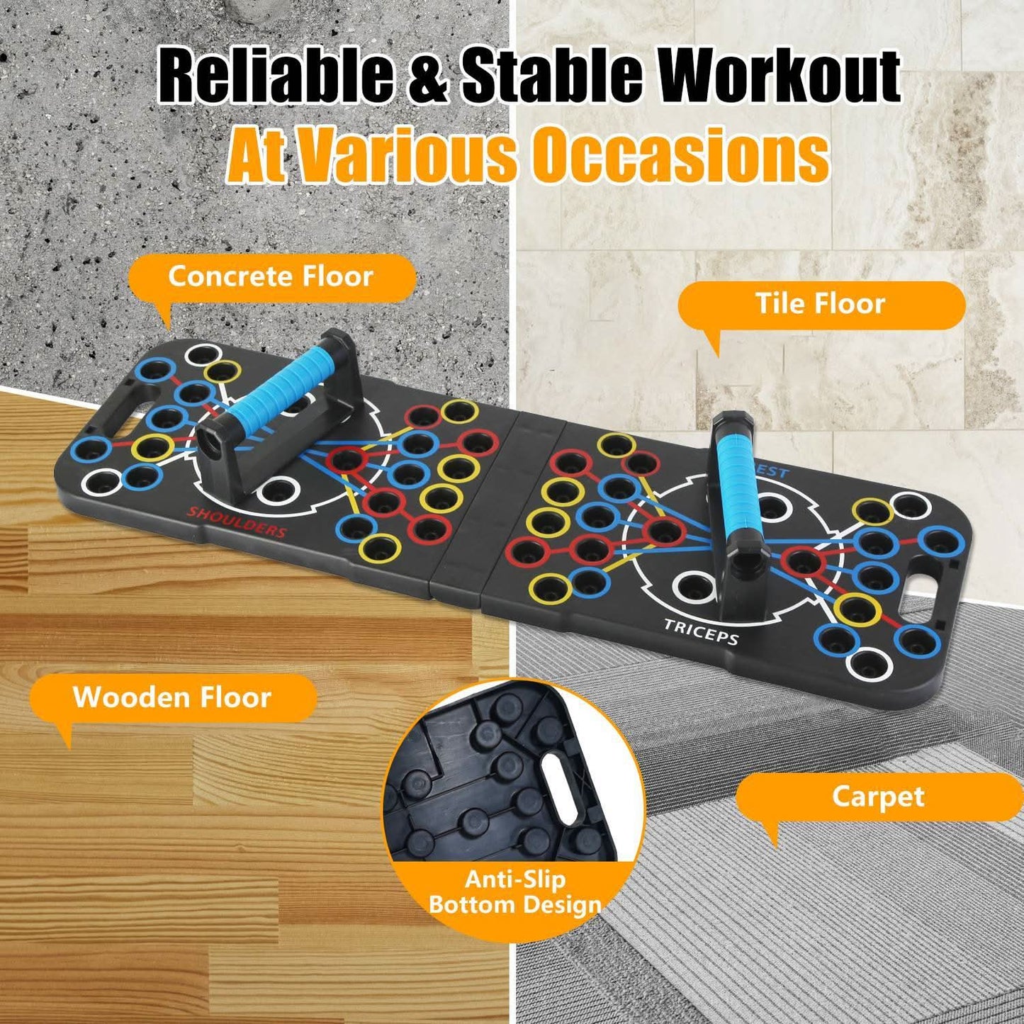Multifunctional Push Up Board Home Strength Training Equipment With 15 Fitness Accessories Pilates Bar Resistance Band Roller Wheel Full Body Workout Home Gym Equipment - 5 from JK - sports | Black
