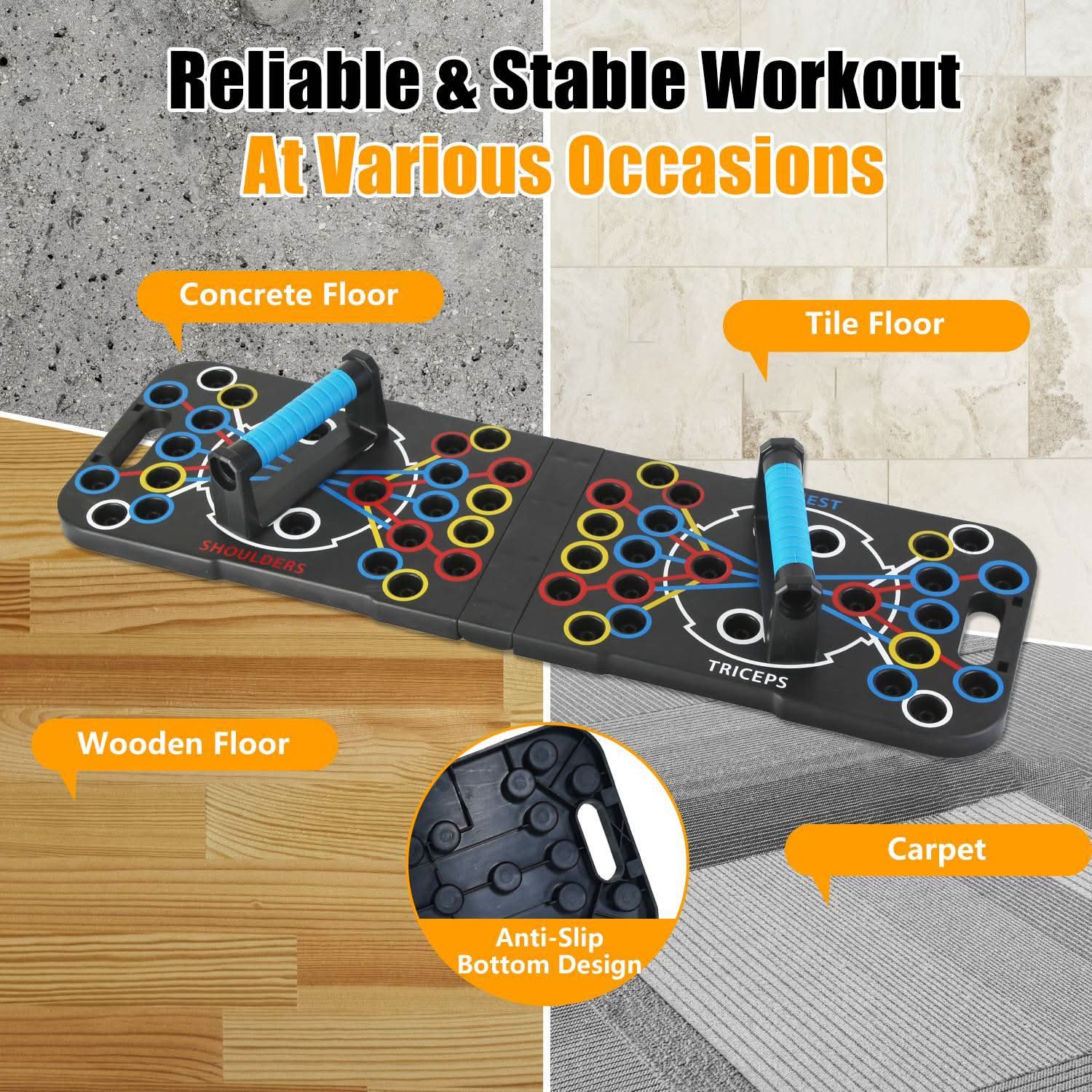 Multifunctional Push Up Board Home Strength Training Equipment With 15 Fitness Accessories Pilates Bar Resistance Band Roller Wheel Full Body Workout Home Gym Equipment - 5 from JK - sports | Black