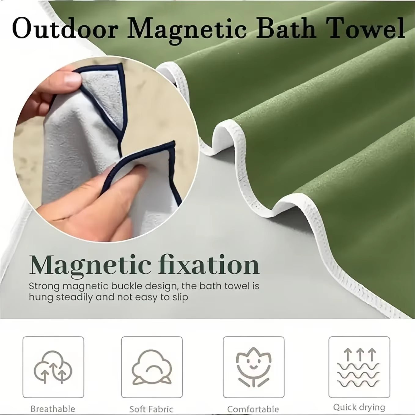 Outdoor Magnetic Bath Towel Multifunctional Magnet Towels Quick Drying Beach Towel for Surfing Swimming Changing Clothes - from JK - sports | Grey 140X35Cm