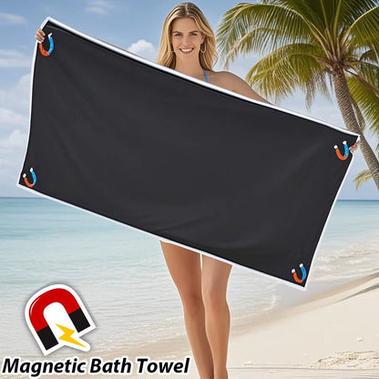Outdoor Magnetic Bath Towel Multifunctional Magnet Towels Quick Drying Beach Towel for Surfing Swimming Changing Clothes - from JK - sports | Grey 140X35Cm