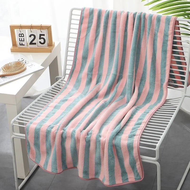 Stripe Super Soft Bath Towel 90 X 170 Cm Bathroom Towel Gym Towel Sports Towel Beach Towel Super Absorbent 1Pc - from JK - sports | Pink Grey 90X170Cm