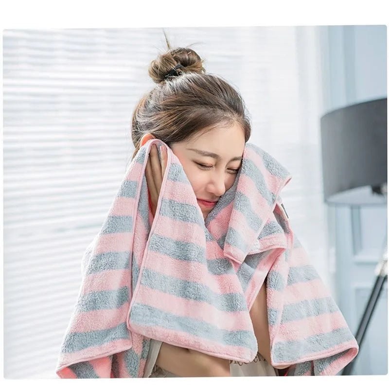 Stripe Super Soft Bath Towel 90 X 170 Cm Bathroom Towel Gym Towel Sports Towel Beach Towel Super Absorbent 1Pc - from JK - sports | Pink White 90X170Cm