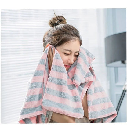 Stripe Super Soft Bath Towel 90 X 170 Cm Bathroom Towel Gym Towel Sports Towel Beach Towel Super Absorbent 1Pc - from JK - sports | Pink White 90X170Cm