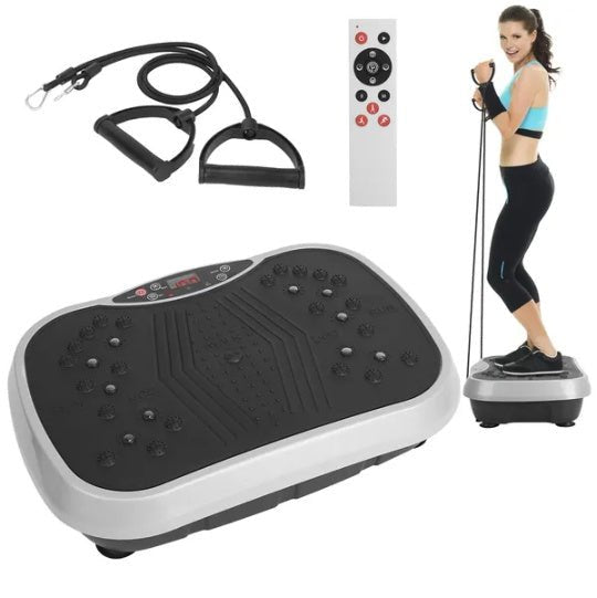 Vibration Plate Exercise Machine With Resistant Bands Remote Control Whole Body Vibration Platform Workout Equipment Home Fitness Training Equipment For Weight Loss Fat Burner - 5 from JK - sports | Black