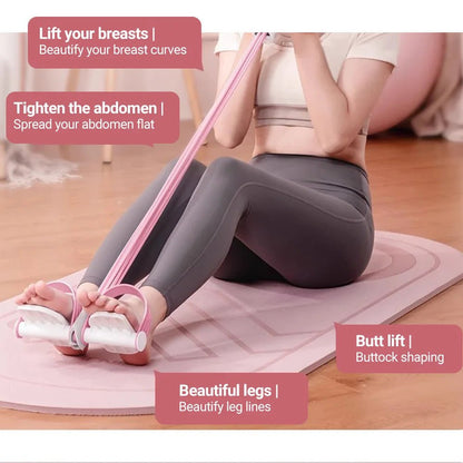 Woman Yoga Pedal Puller Portable Resistance Band Exercise At Home Tension Rope Multifunctional Exercise Equipment - 5 from JK - sports | Pink