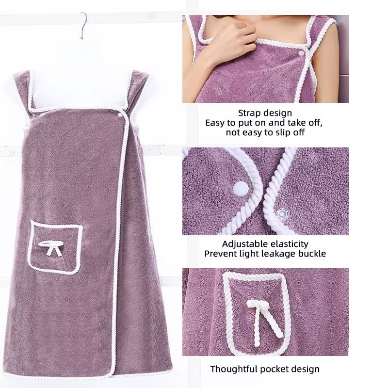 Womens Bath Towels Girls Wearable 90*150Cm Fast Drying Bathing Beach Spa Bathrobes Wash Clothing, Shower Bath and Gym Towel - from JK - sports | Taro Purple 80X135