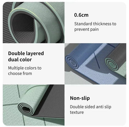 Yoga Fitness Mat Thickened and Lengthened Environmental Professional Yoga with Strap Net Bag - from JK - sports | Blue